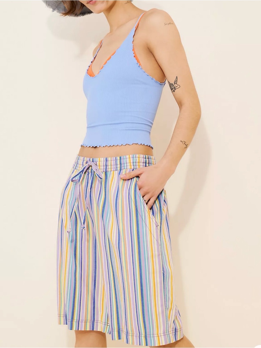 Free people Saylor Poplin Stripe Shorts